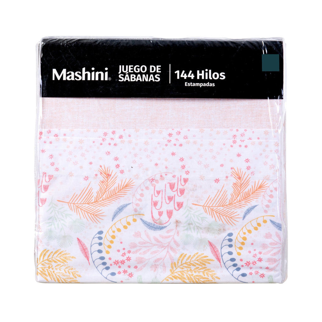 Juego de Sábanas Estampadas 144 Hilos 2 Plazas Mashini