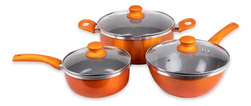 Batería Alum/Tita 6 Piezas con Wok - P. Metal - Línea New Montecarlo