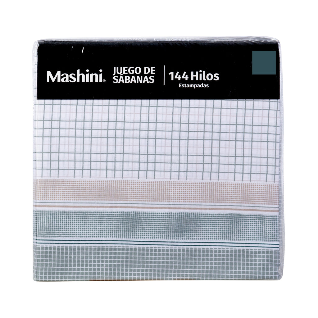 Juego de Sábanas Estampadas 144 Hilos 1.5 Plazas Mashini