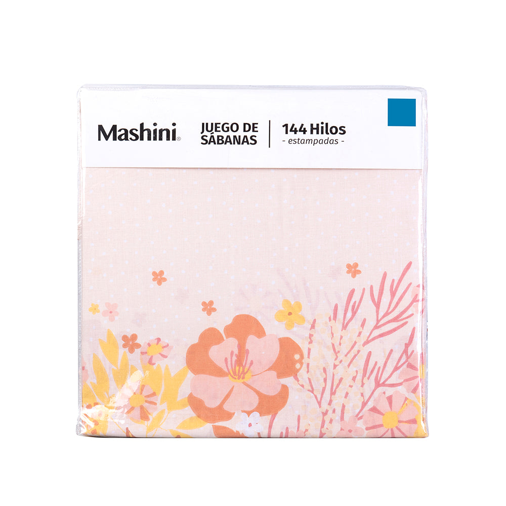 Juego de Sábanas Estampadas 144 Hilos 1.5 Plazas Mashini