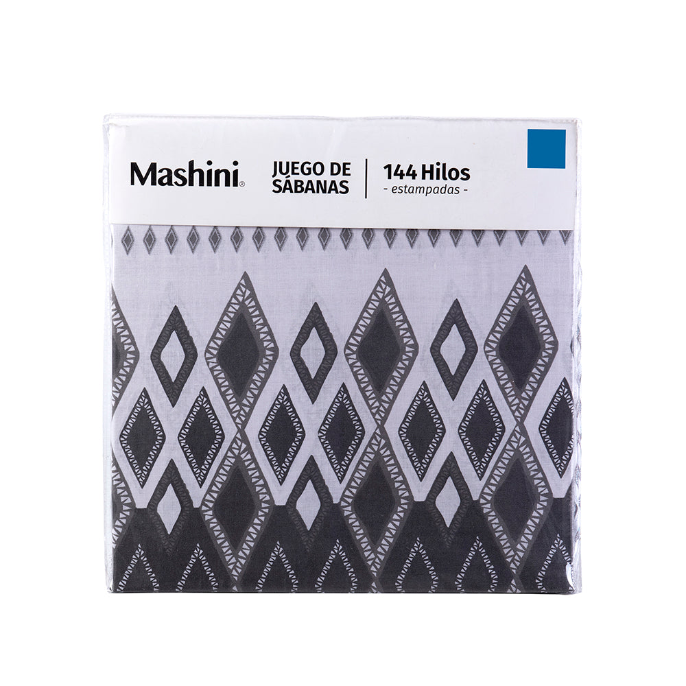 Juego de Sábanas Estampadas 144 Hilos 1.5 Plazas Mashini