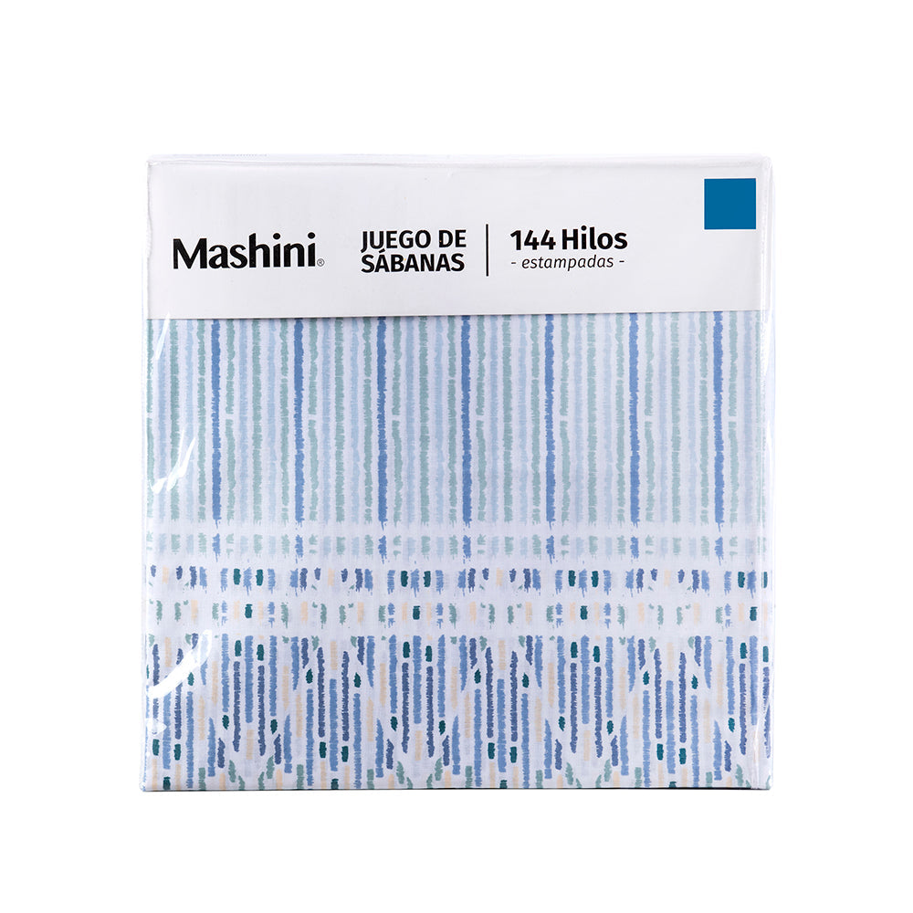 Juego de Sábanas Estampadas 144 Hilos 1.5 Plazas Mashini