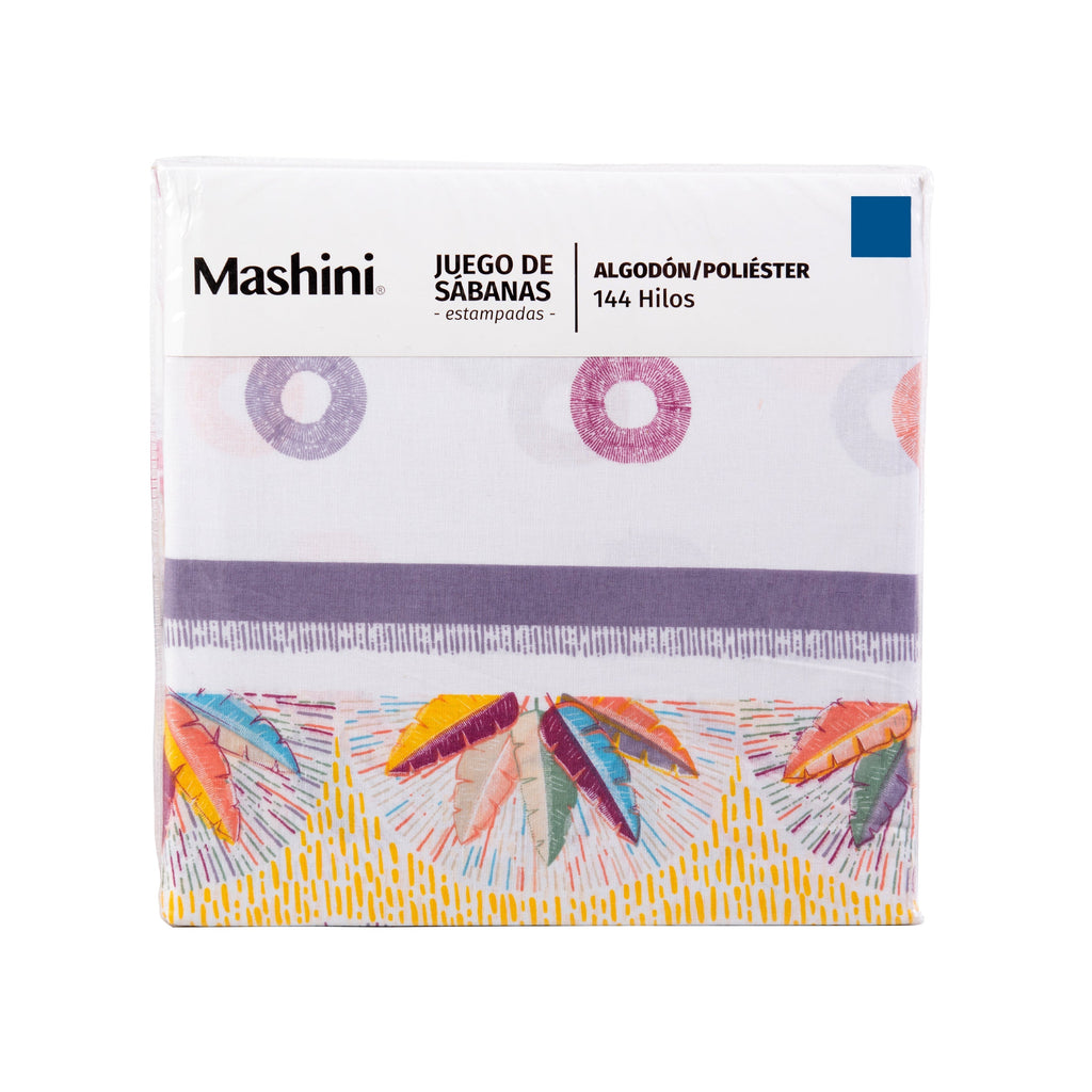 Juego de Sábanas Estampadas 144 Hilos 1.5 Plazas Mashini
