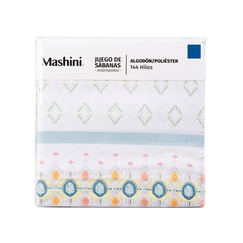 Juego de Sábanas Estampadas 144 Hilos 1.5 Plazas Mashini