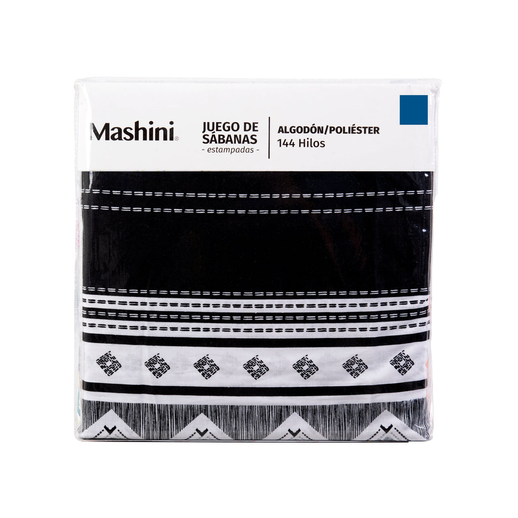 Juego de Sábanas Estampadas 144 Hilos 1.5 Plazas Mashini