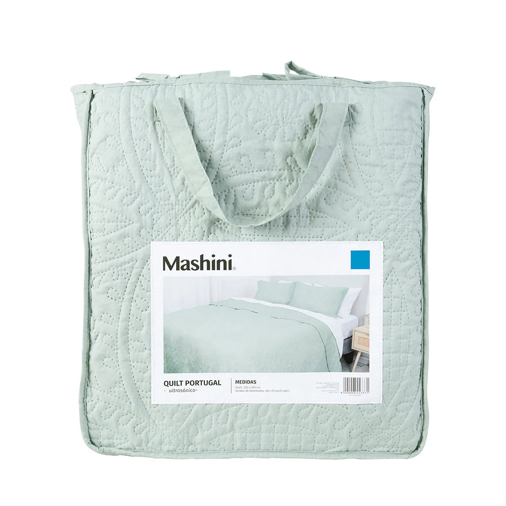 Quilt 1.5 Plazas Portugal Mashini Microfibra Reversible + Funda 50x70cm