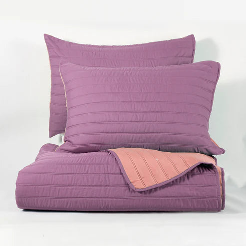 Quilt King Microfribra Toledo Bicolor Morado - Coral