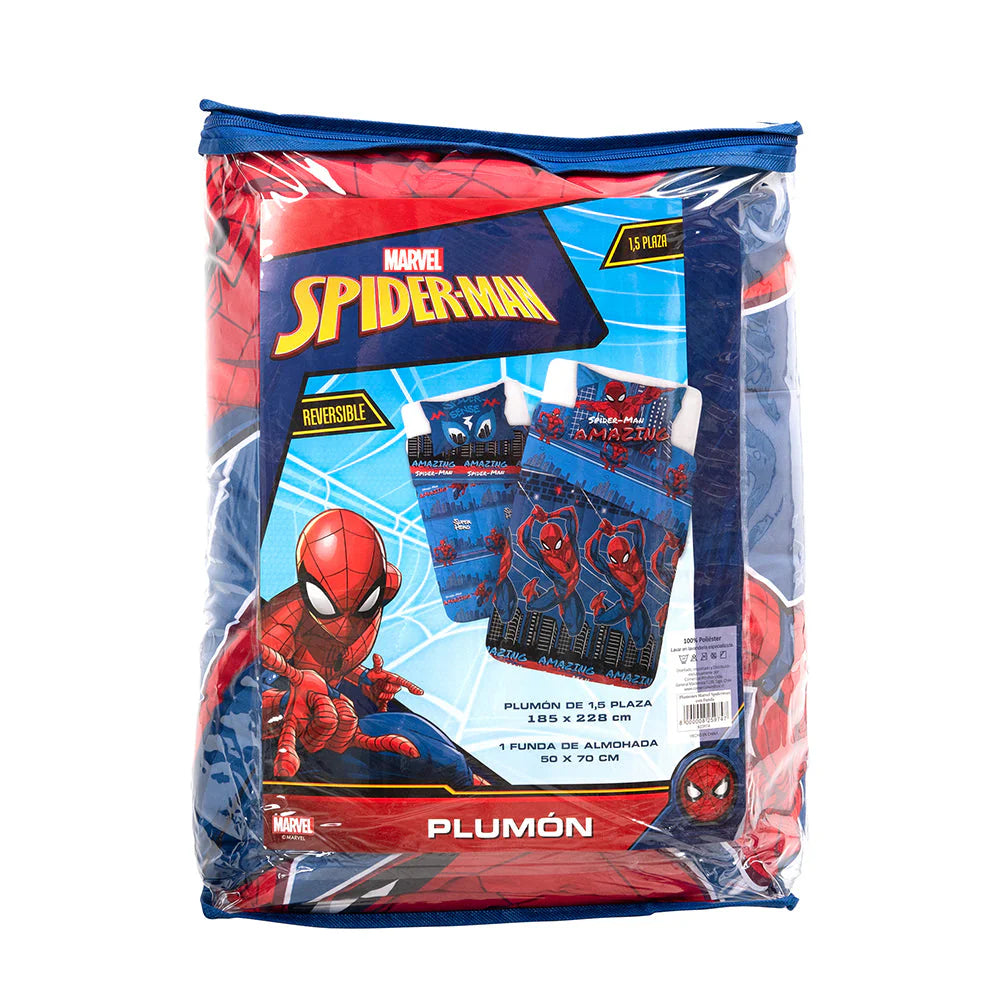 Plumón 1.5 Plazas Spiderman Azul