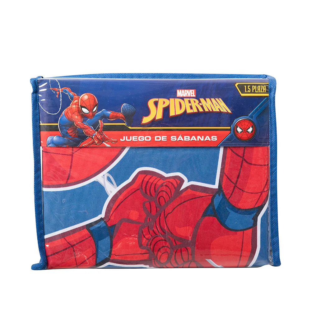 Sábana 1.5 Plazas Microfibra Spiderman Azul