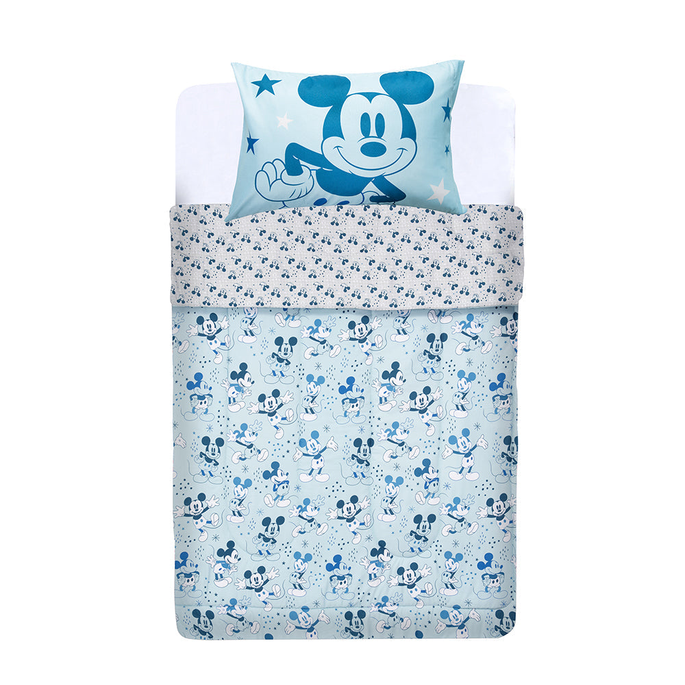 Plumón Infantil 200 Grs Single Reversible Mickey Celeste
