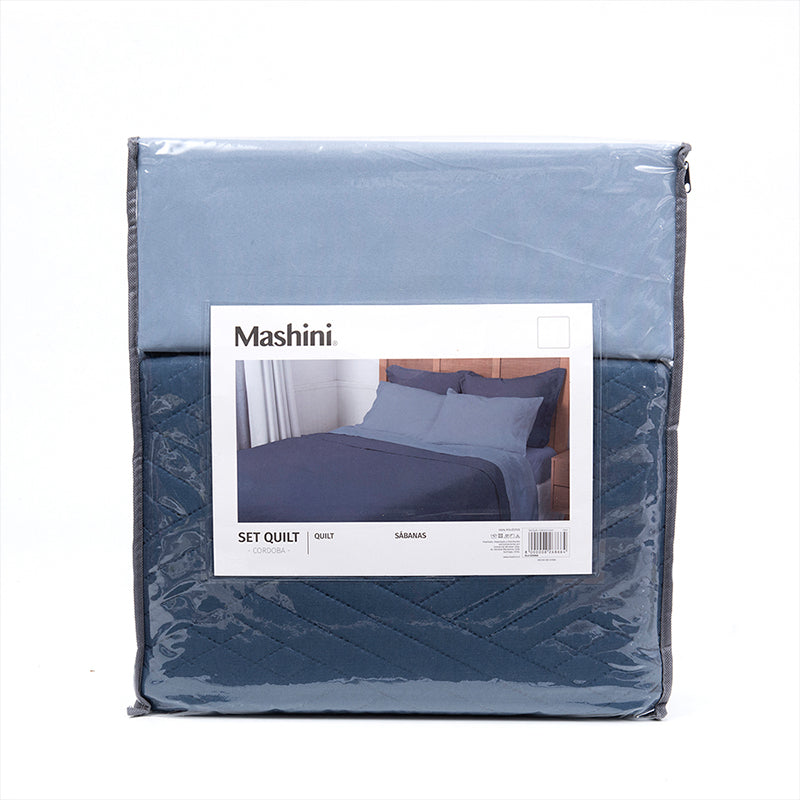 Set Quilt Liso + Sabana 2.0 Plazas Mashini