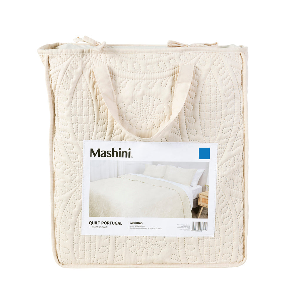 Quilt 2 Plazas Portugal Mashini Microfibra Reversible + Funda 50x70cm - 220x240cm