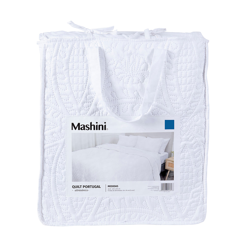 Quilt 2 Plazas Portugal Mashini Microfibra Reversible + Funda 50x70cm - 220x240cm