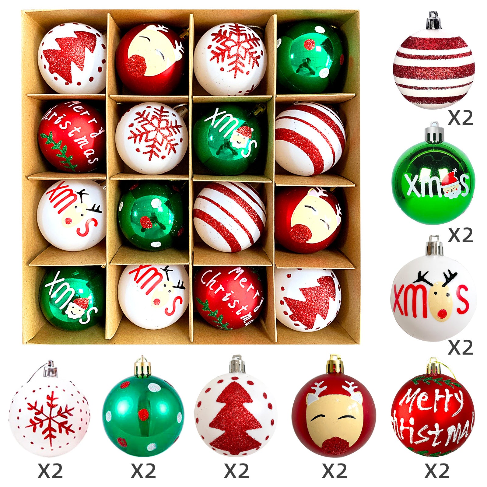 Set de Adornos Navideños de 16 Piezas