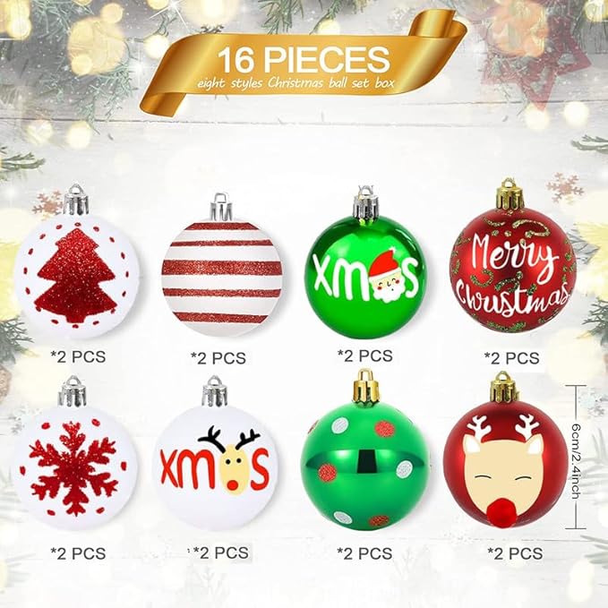 Set de Adornos Navideños de 16 Piezas