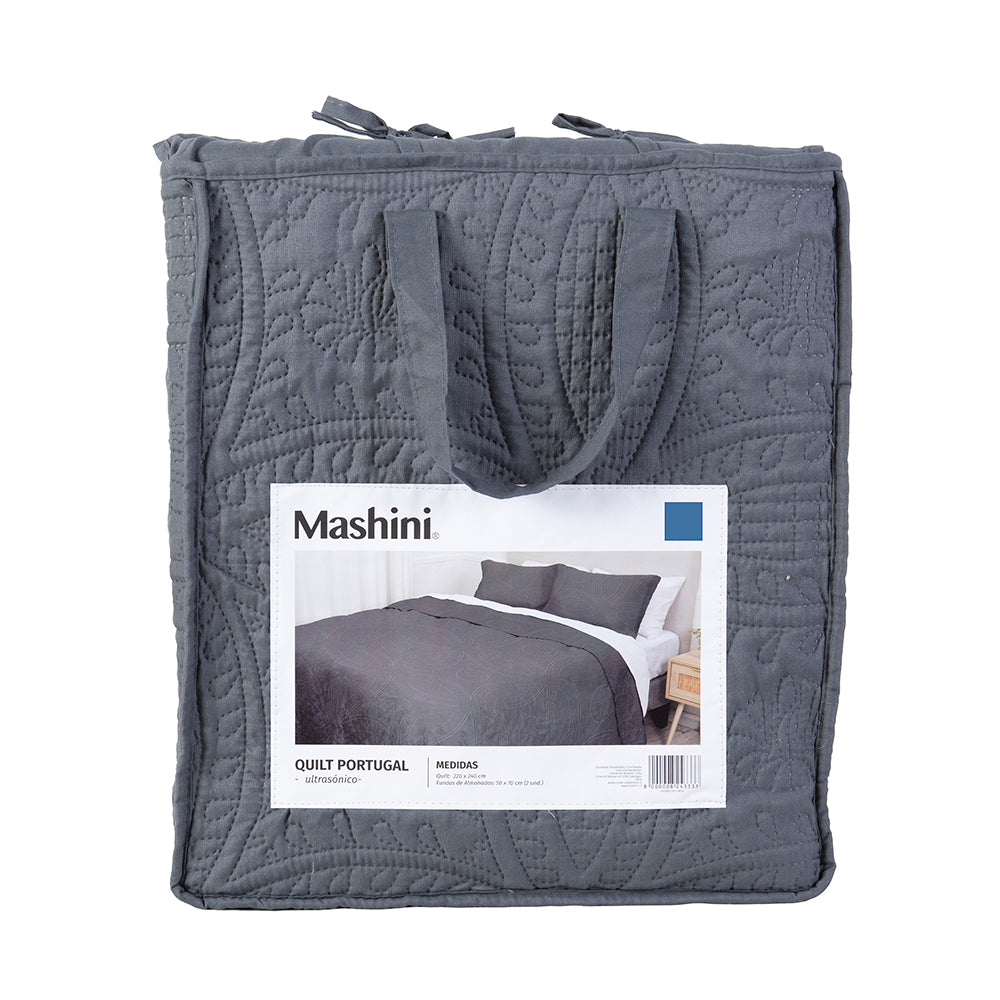 Quilt 2 Plazas Portugal Mashini Microfibra Reversible + Funda 50x70cm - 220x240cm